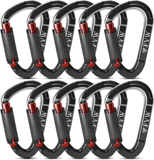 FVW Auto Locking Rock Climbing Carabiner Clips,Professional 25KN (5620 lbs) Heavy Duty Caribeaners for Rappelling Swing Rescue & Gym etc, Large D-Shaped Carabiners