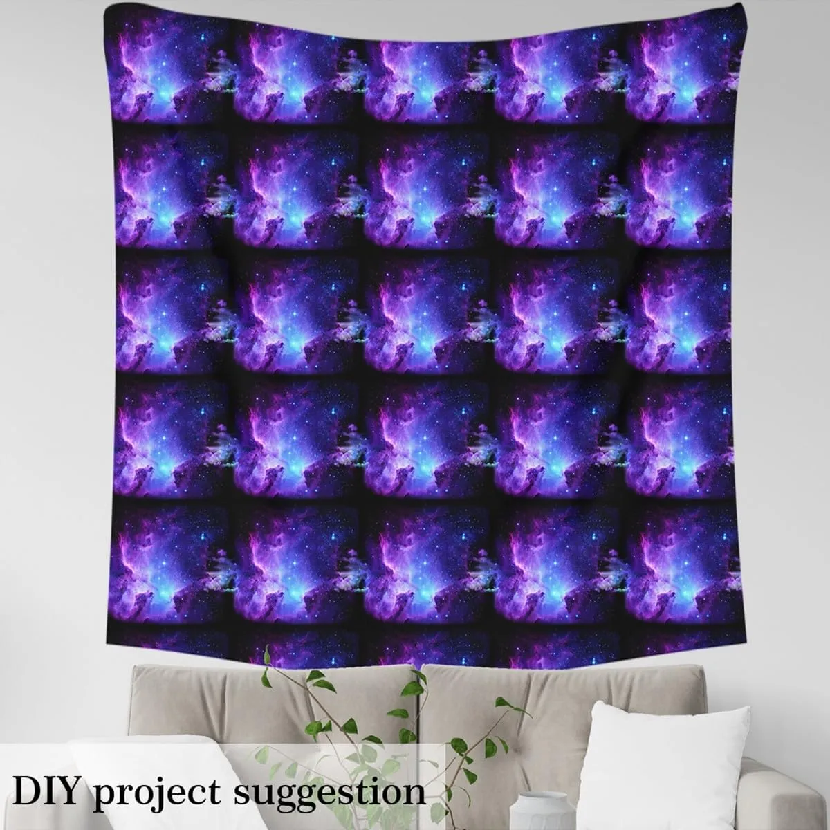 Galaxy Upholstery Fabric by The Yard, Purple Blue Universe Starry Sky Reupholstery Fabric for Chairs,Outer Space Theme Decorative Fabric for Outdoor and Home DIY Projects, 2 Yards, Blue Purple