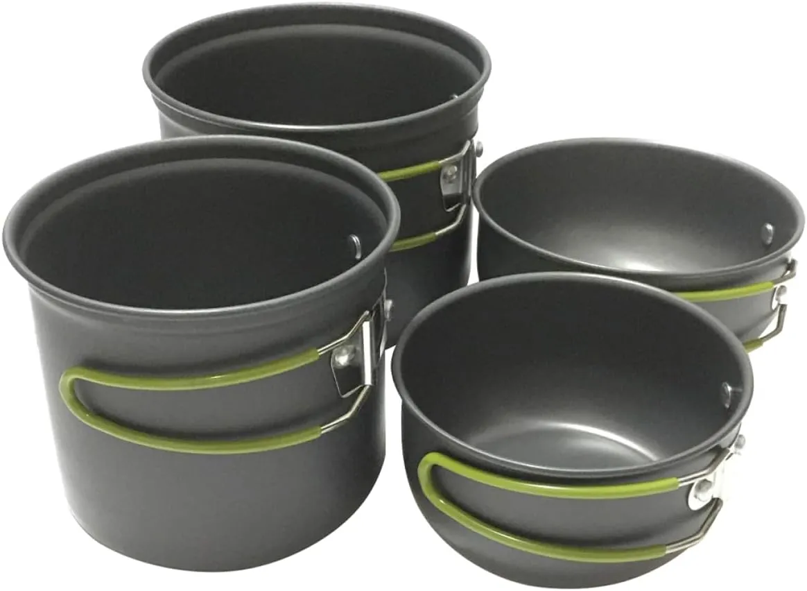 GALPADA 1Set Portable Aluminium Alloy Cookware for Outdoor Camping Lightweight Cooking Pots with Collapsible Handles for Picnics Hiking and