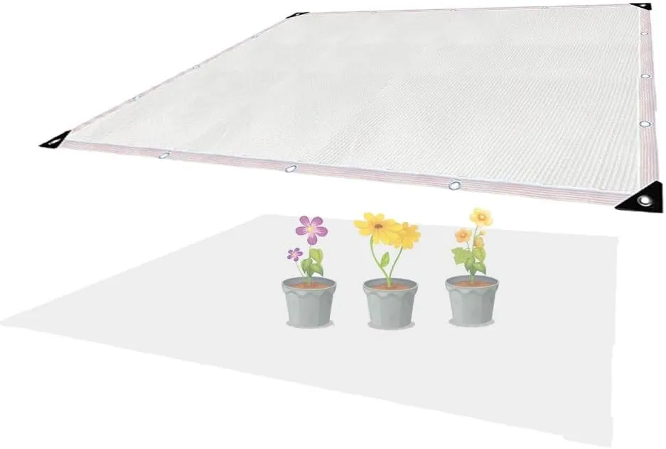 Garden Shade Cloth, Outdoor Sun Shade Net Cover, White Mesh Tarp with Grommets, 6.6ft 16ft 20ft 26ft Pergola Shade Netting, Apply to Greenhouse Lawn Patio(Size:6.6x10ft)