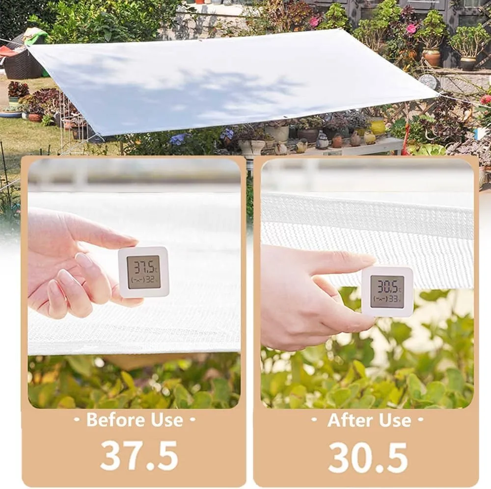 Garden Shade Cloth, Outdoor Sun Shade Net Cover, White Mesh Tarp with Grommets, 6.6ft 16ft 20ft 26ft Pergola Shade Netting, Apply to Greenhouse Lawn Patio(Size:6.6x10ft)
