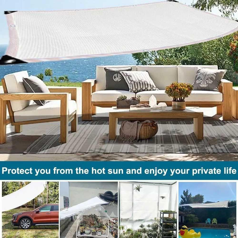 Garden Shade Cloth, Outdoor Sun Shade Net Cover, White Mesh Tarp with Grommets, 6.6ft 16ft 20ft 26ft Pergola Shade Netting, Apply to Greenhouse Lawn Patio(Size:6.6x10ft)
