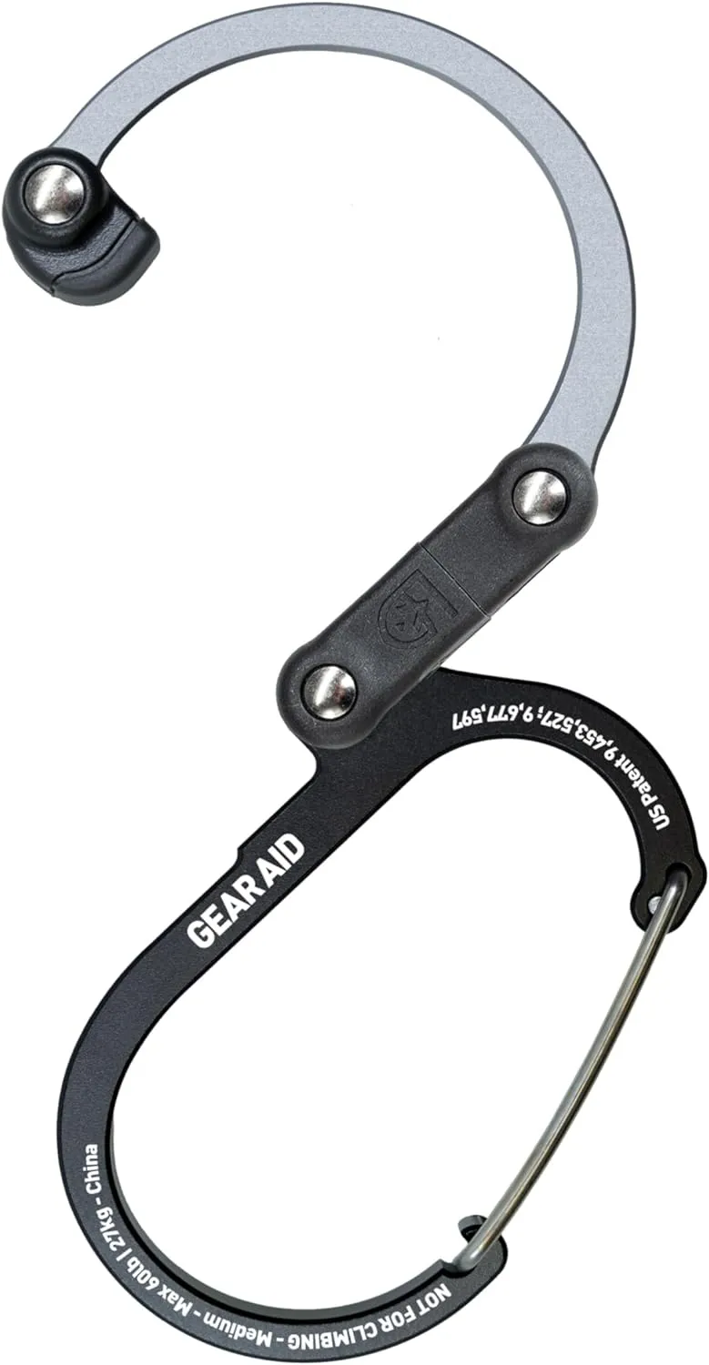 GEAR AID HEROCLIP 360° Swivel Carabiner Gear Clip and Hook (Medium) for Camping, Backpack, Suitcases and Garage Organization