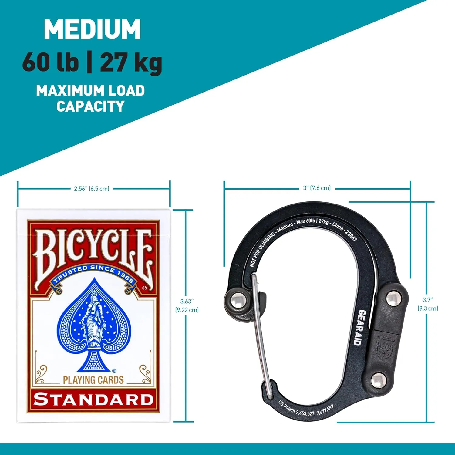 GEAR AID HEROCLIP 360° Swivel Carabiner Gear Clip and Hook (Medium) for Camping, Backpack, Suitcases and Garage Organization
