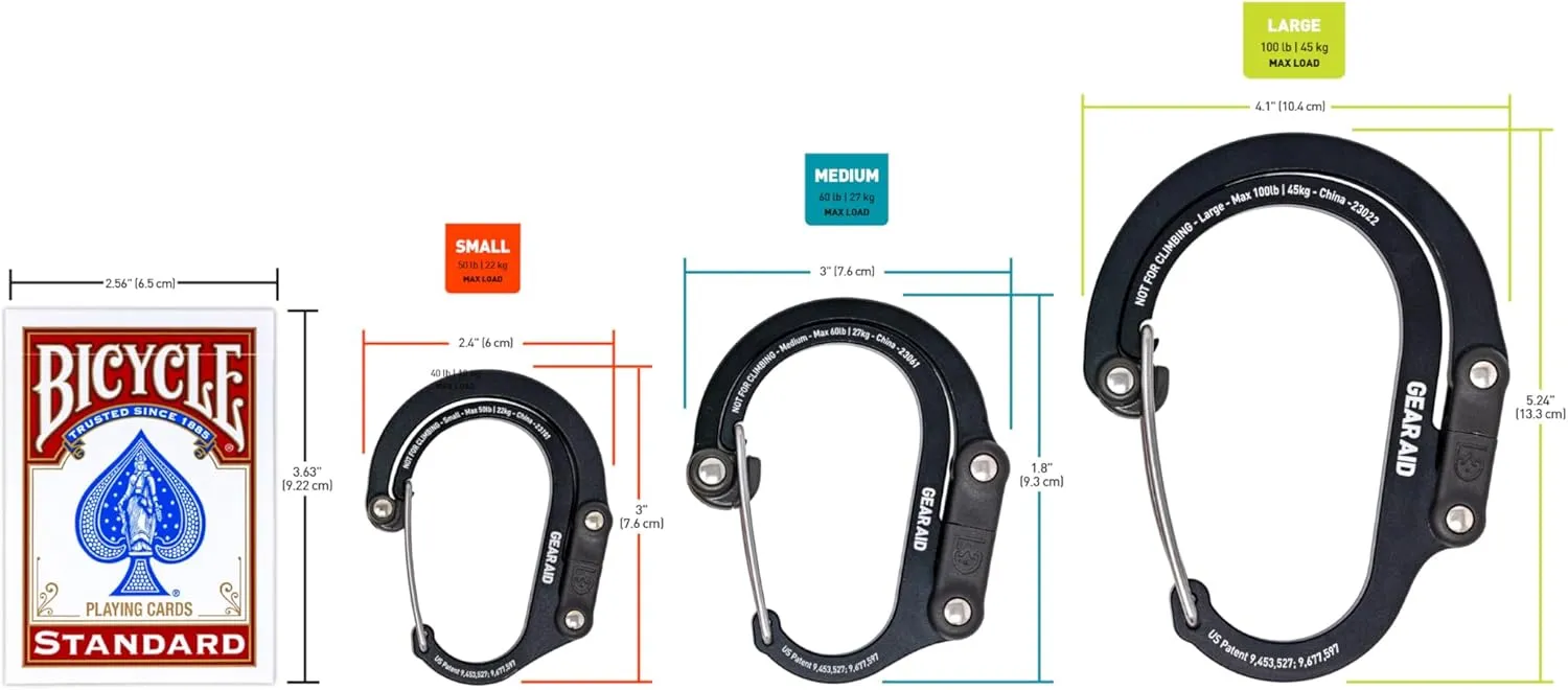 GEAR AID HEROCLIP 360° Swivel Carabiner Gear Clip and Hook (Medium) for Camping, Backpack, Suitcases and Garage Organization