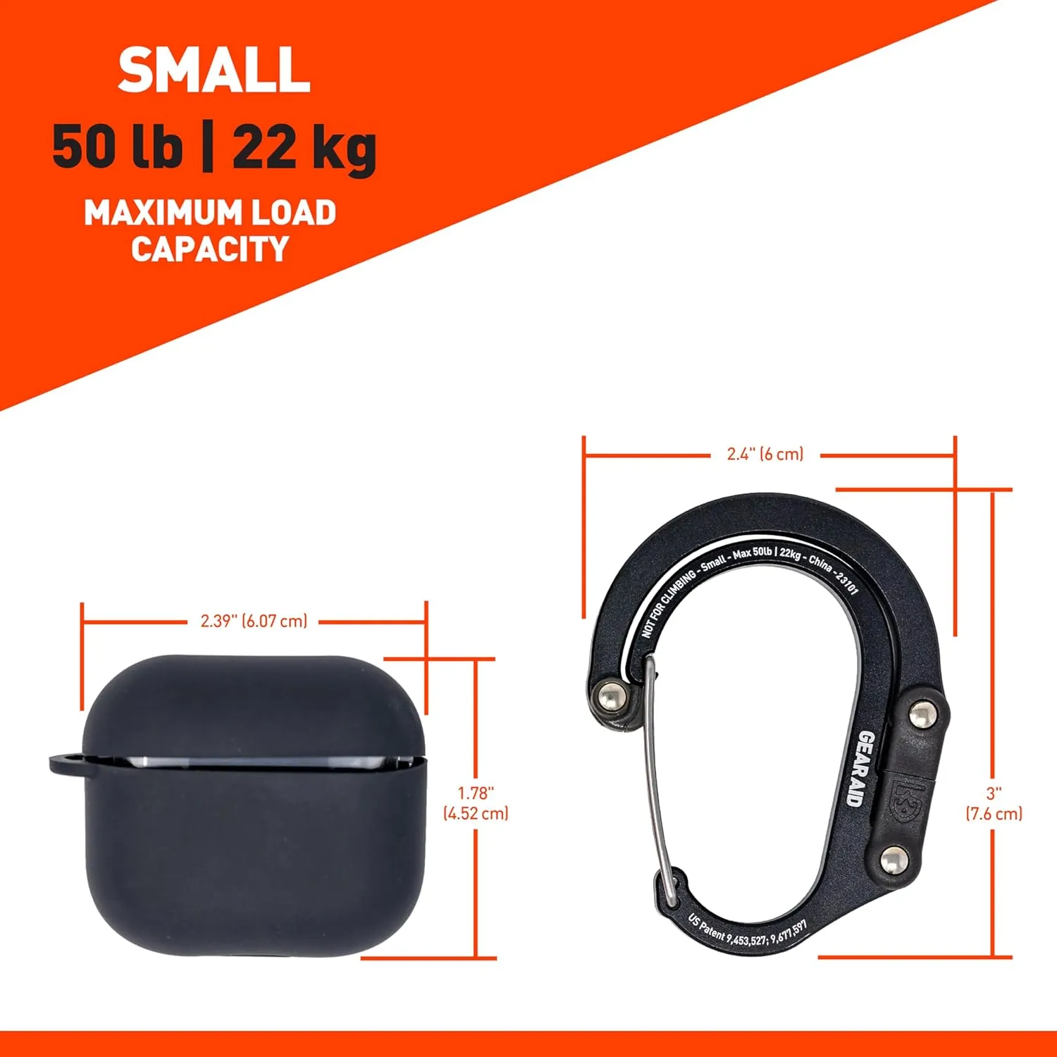 GEAR AID HEROCLIP (Small) Carabiner Gear Clip and Hook, for Hanging Bags, Purses, Lanterns, Strollers, Tools, Helmets, Water Bottles, and More