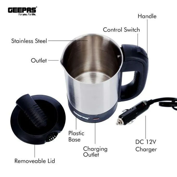 Geepas 12V Stainless steel Car Travel Kettle , 500ML