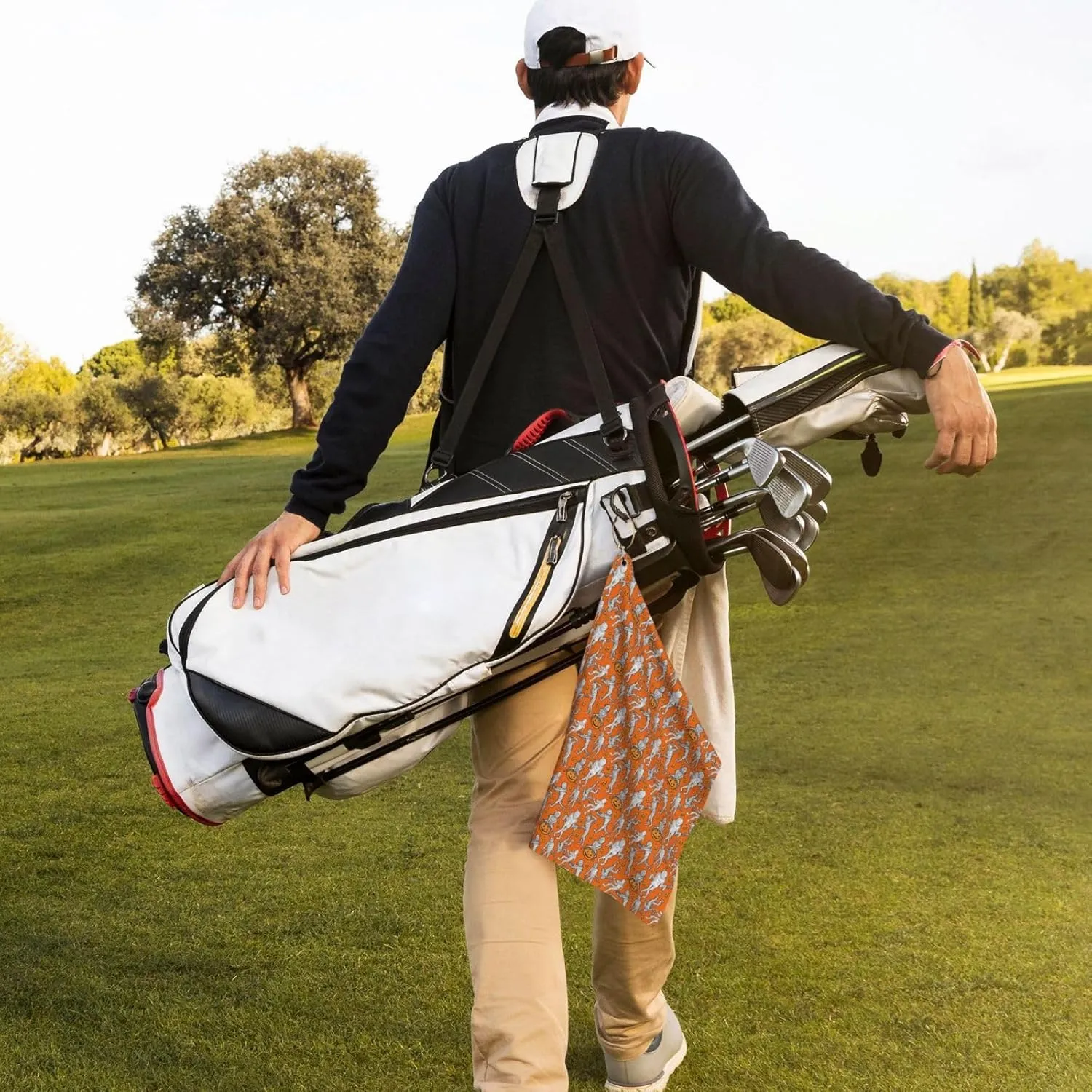 Golf Towel 24"X16" with Carabiner Clip for Golf Bag Towel Gift for Golfer Men Women-Halloween Mummy