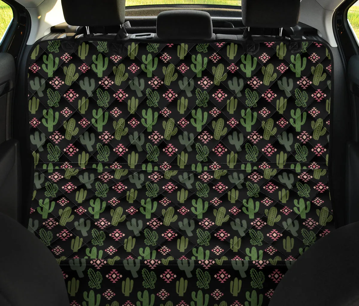 Green and Pink Cactus Dog Hammock Back Seat Cover For Pets
