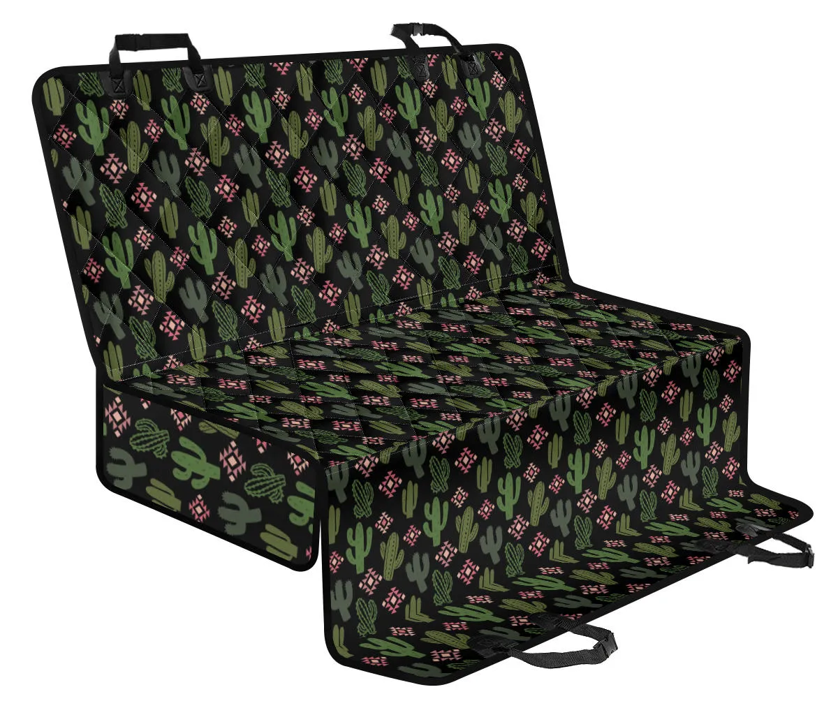 Green and Pink Cactus Dog Hammock Back Seat Cover For Pets