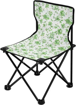 Green Crushed Flower Portable Ultralight Camping Chair Ultralight Backpack Beach Chairs for Adults Includes Carry Bag Ice Fishing Chairs for Adults for Camp Indoor