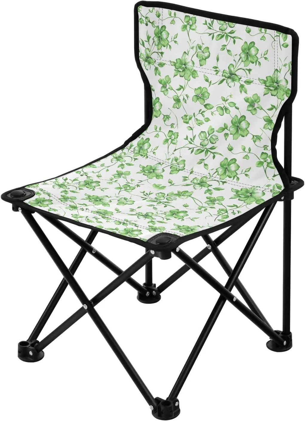 Green Crushed Flower Portable Ultralight Camping Chair Ultralight Backpack Beach Chairs for Adults Includes Carry Bag Ice Fishing Chairs for Adults for Camp Indoor