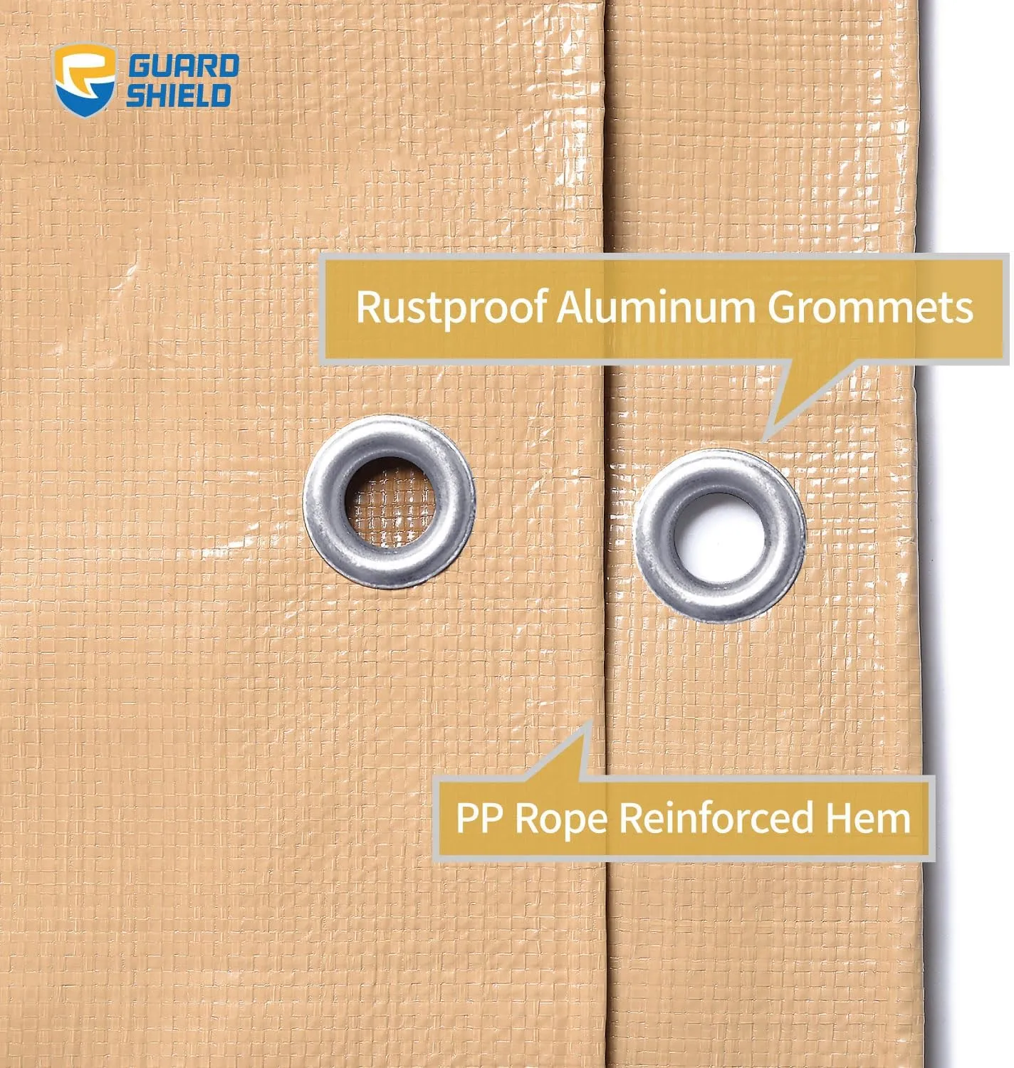 GUARD SHIELD Beige Tarp 10x12 Feet Large Tarps Heavy Duty Outdoor Tarpaulin Cover 12mil