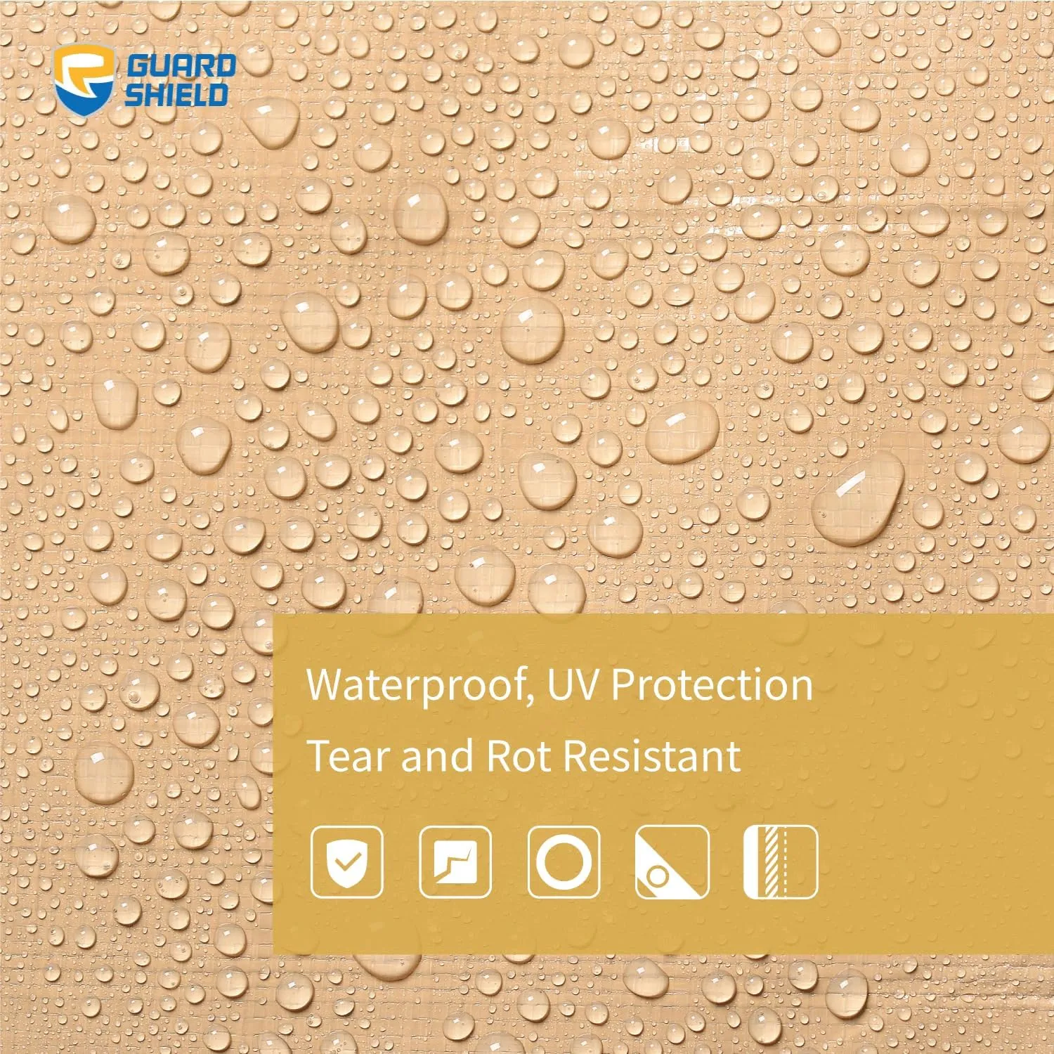 GUARD SHIELD Beige Tarp 10x12 Feet Large Tarps Heavy Duty Outdoor Tarpaulin Cover 12mil