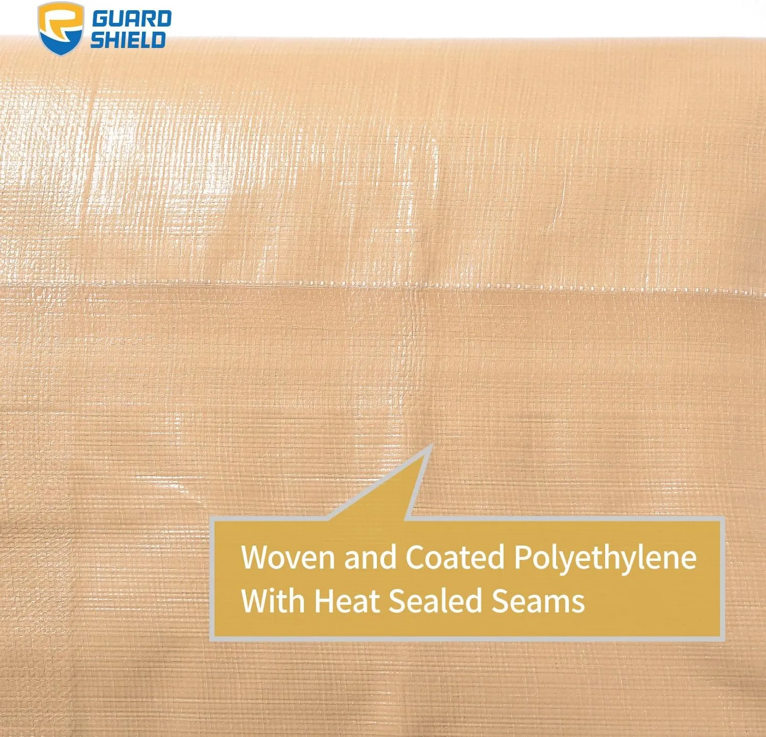 GUARD SHIELD Beige Tarp 16x16 Feet Large Tarps Heavy Duty Outdoor Tarpaulin Cover 12mil