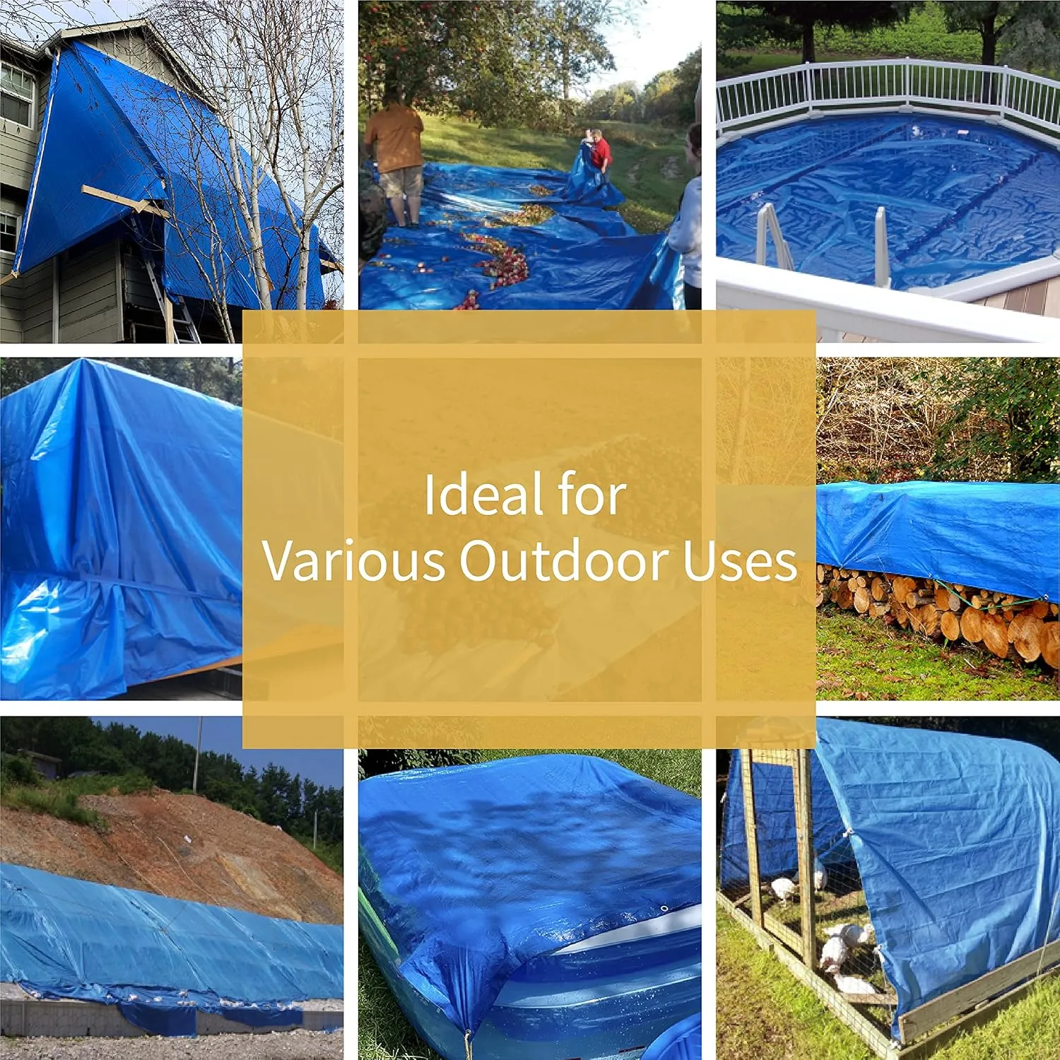 GUARD SHIELD Blue Tarp Waterproof 30x30 Feet Medium Duty All Purpose Poly Tarps Cover 7mil