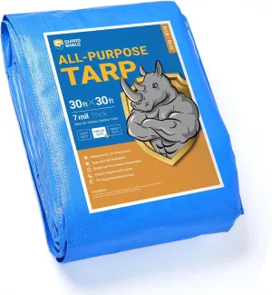 GUARD SHIELD Blue Tarp Waterproof 30x30 Feet Medium Duty All Purpose Poly Tarps Cover 7mil