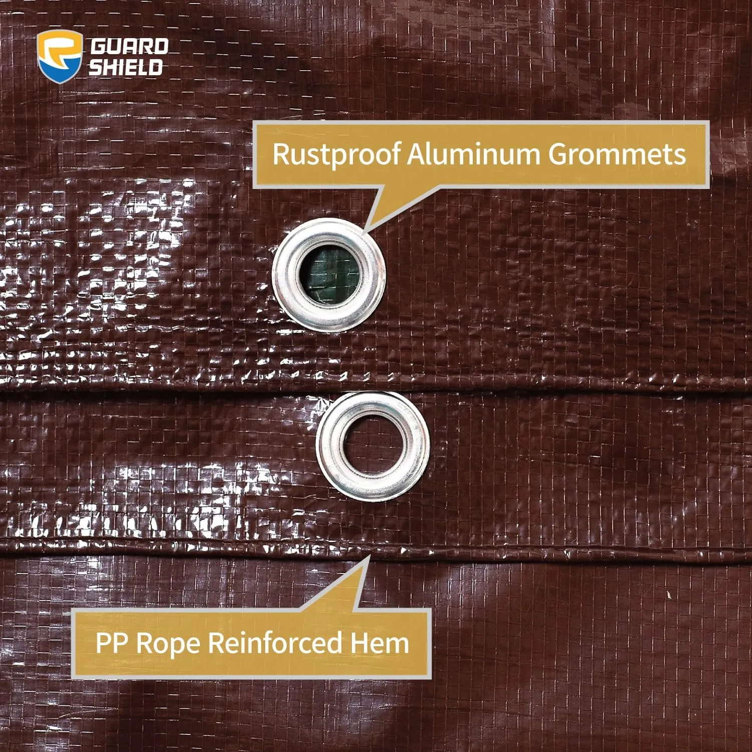 GUARD SHIELD Brown/Green Tarp 15x15 Feet Medium Duty Outdoor Waterproof Multi Purpose Poly Tarps Cover 7mil
