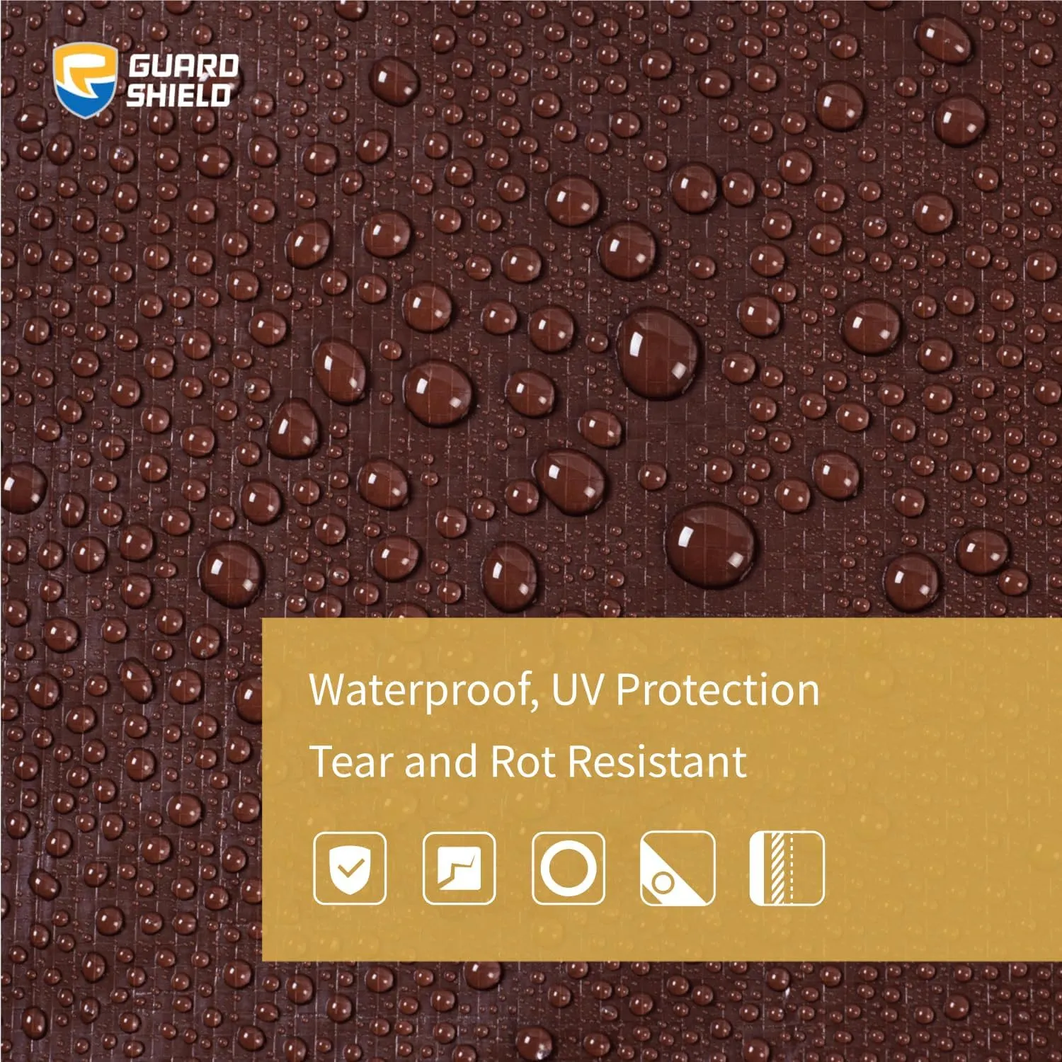 GUARD SHIELD Brown/Green Tarp 15x15 Feet Medium Duty Outdoor Waterproof Multi Purpose Poly Tarps Cover 7mil