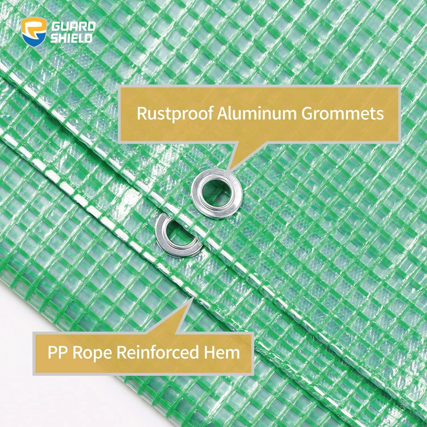 GUARD SHIELD Clear Green Tarp Heavy Duty 10x12 Feet Waterproof for Greenhouse Outdoor Garden Poly Cover UV Resistant 3x3 Weave 10mil