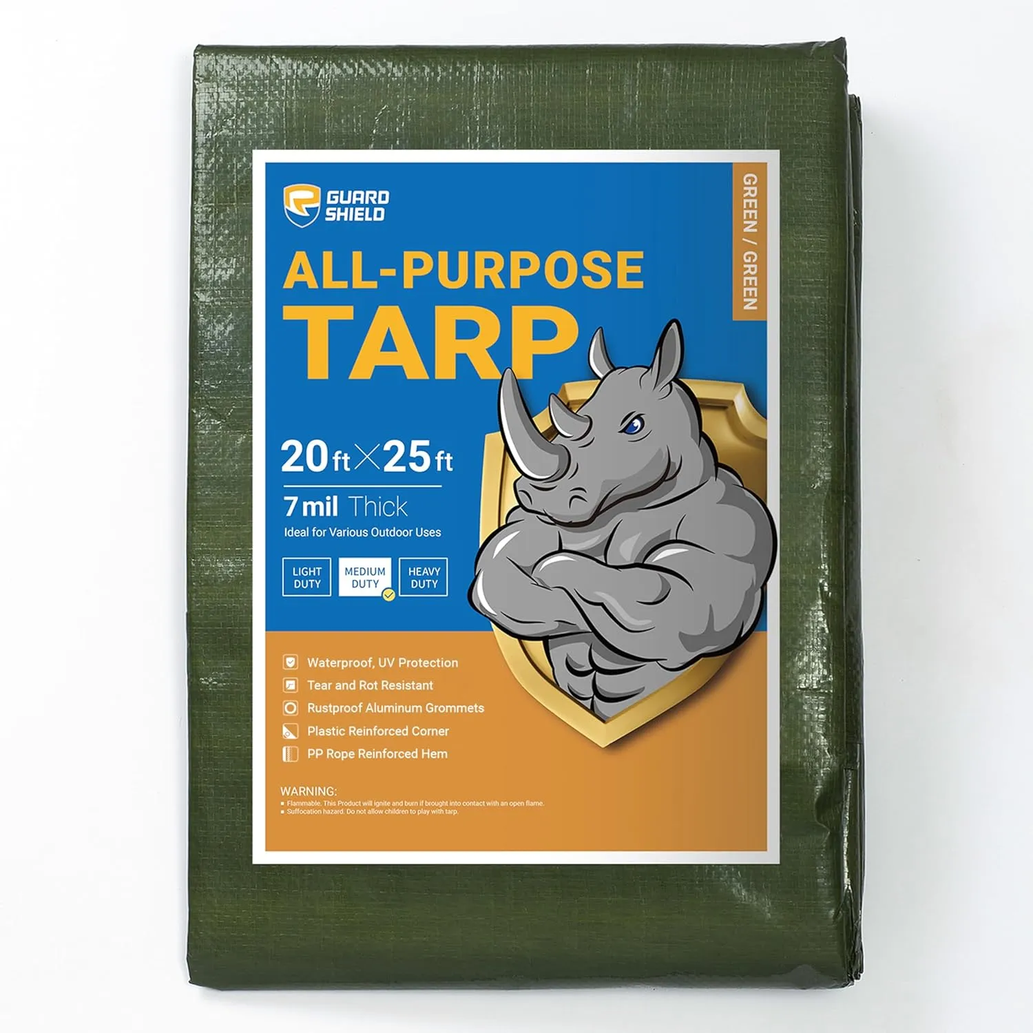 GUARD SHIELD Green Tarp Waterproof 20x25 Feet Medium Duty All Purpose Poly Tarps Cover 7mil