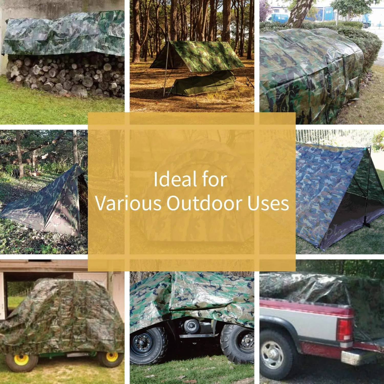 GUARD SHIELD Heavy Duty Camo Tarp Camouflage Tarps Waterproof 9x9 Feet Poly Cover 10mil