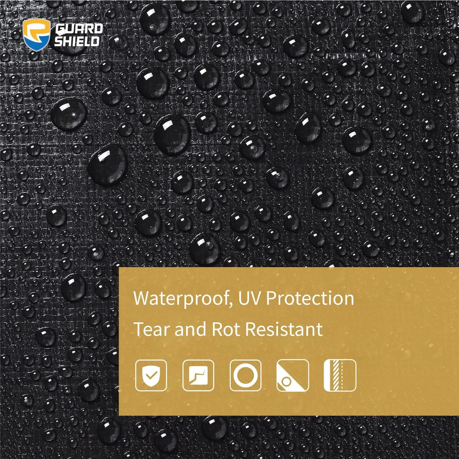GUARD SHIELD Heavy Duty Tarp 12x16 Feet Black Tarp Large Outdoor Tarps Waterproof with Grommets Cover 12mil