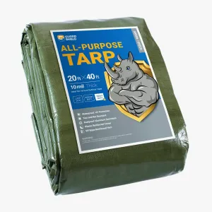 GUARD SHIELD Heavy Duty Tarp 20x40 Feet Green Multi Purpose Thick Waterproof Poly Tarp Cover 10mil
