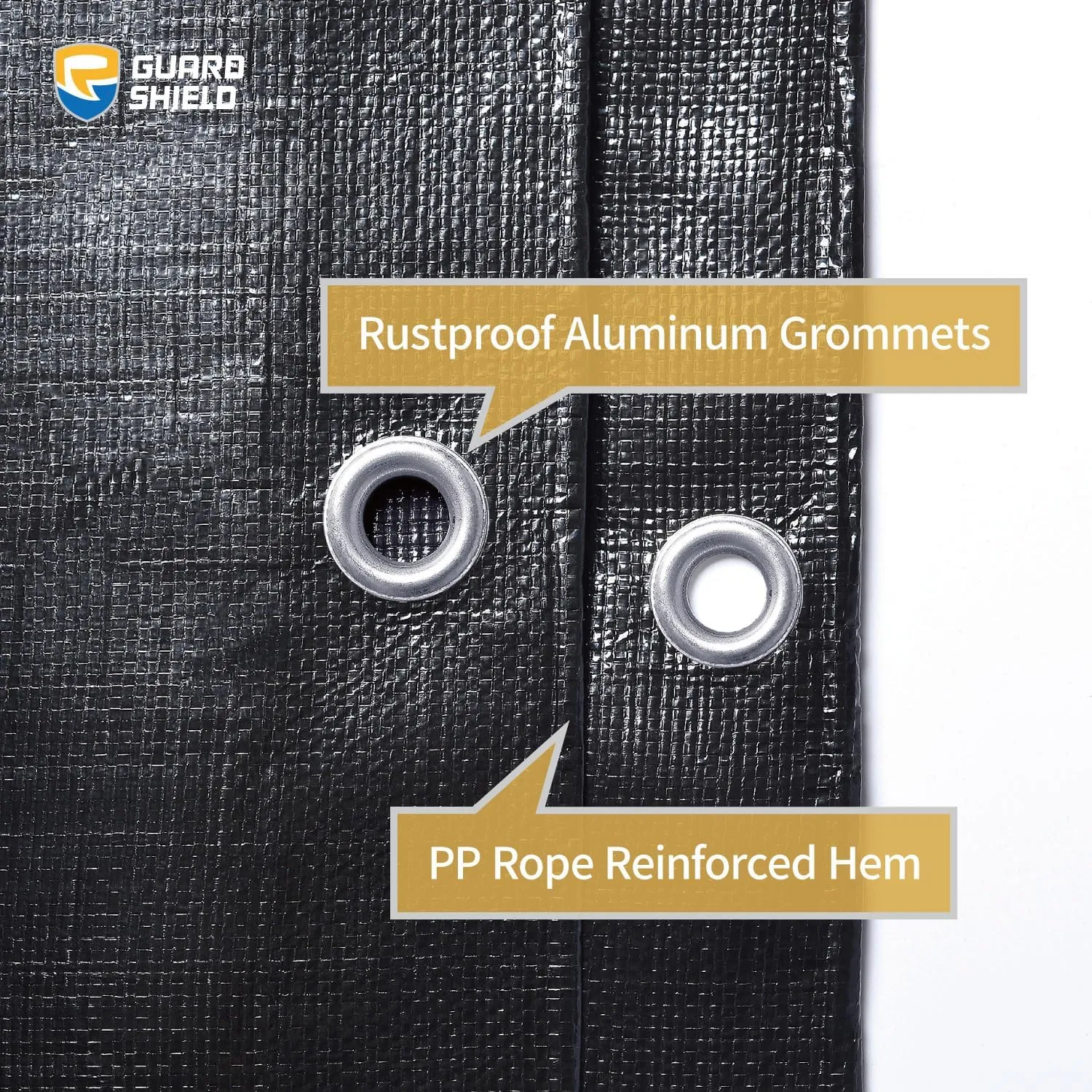 GUARD SHIELD Heavy Duty Tarp 8x10 Feet Black Tarp Large Outdoor Tarps Waterproof with Grommets Cover 12mil