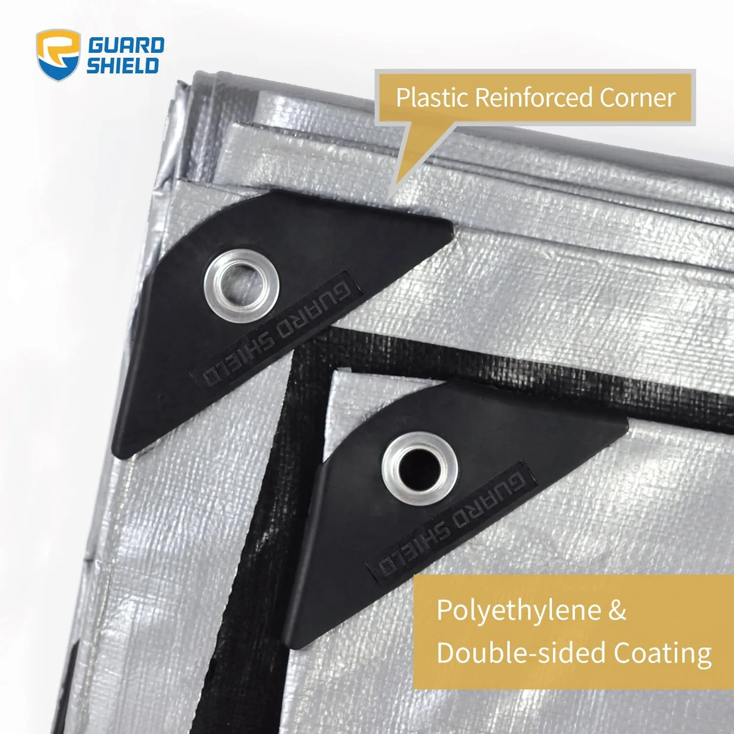 GUARD SHIELD Heavy Duty Tarp Waterproof 12x16 Feet Silver/Black Large Outdoor Tarps Cover 12mil
