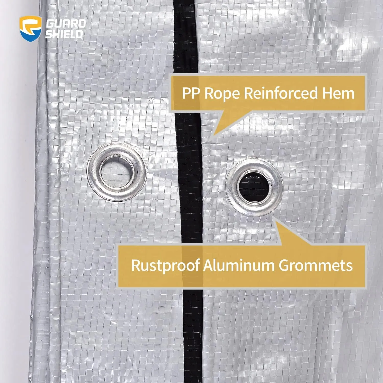 GUARD SHIELD Silver/Black Tarp Waterproof 15x15 Feet Medium Duty All Purpose Poly Tarps Cover 7mil