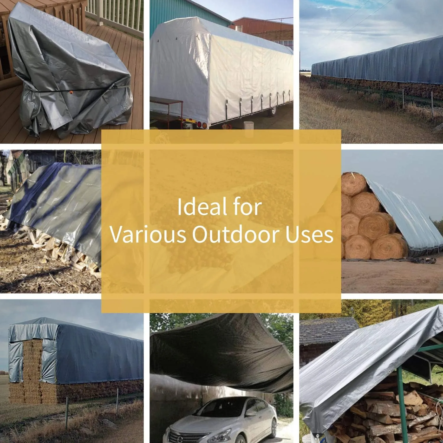 GUARD SHIELD Silver/Black Tarp Waterproof 15x15 Feet Medium Duty All Purpose Poly Tarps Cover 7mil