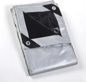 GUARD SHIELD Silver/Black Tarp Waterproof 15x15 Feet Medium Duty All Purpose Poly Tarps Cover 7mil