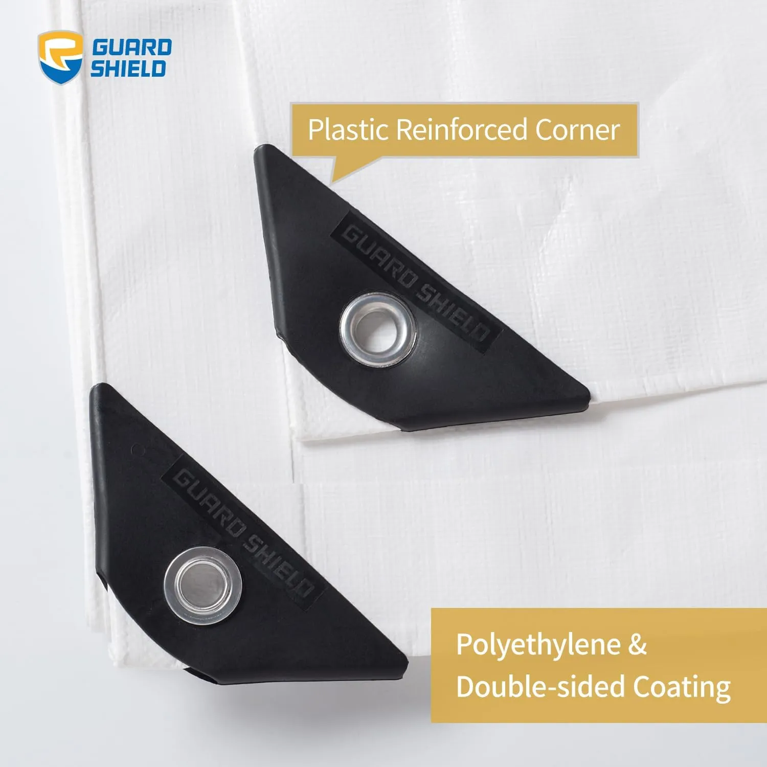 GUARD SHIELD Super Heavy Duty White Ploy Tarp Cover 20x20 Feet Waterproof Tarps 16mil Thick UV and Tear Resistant Tarpualin