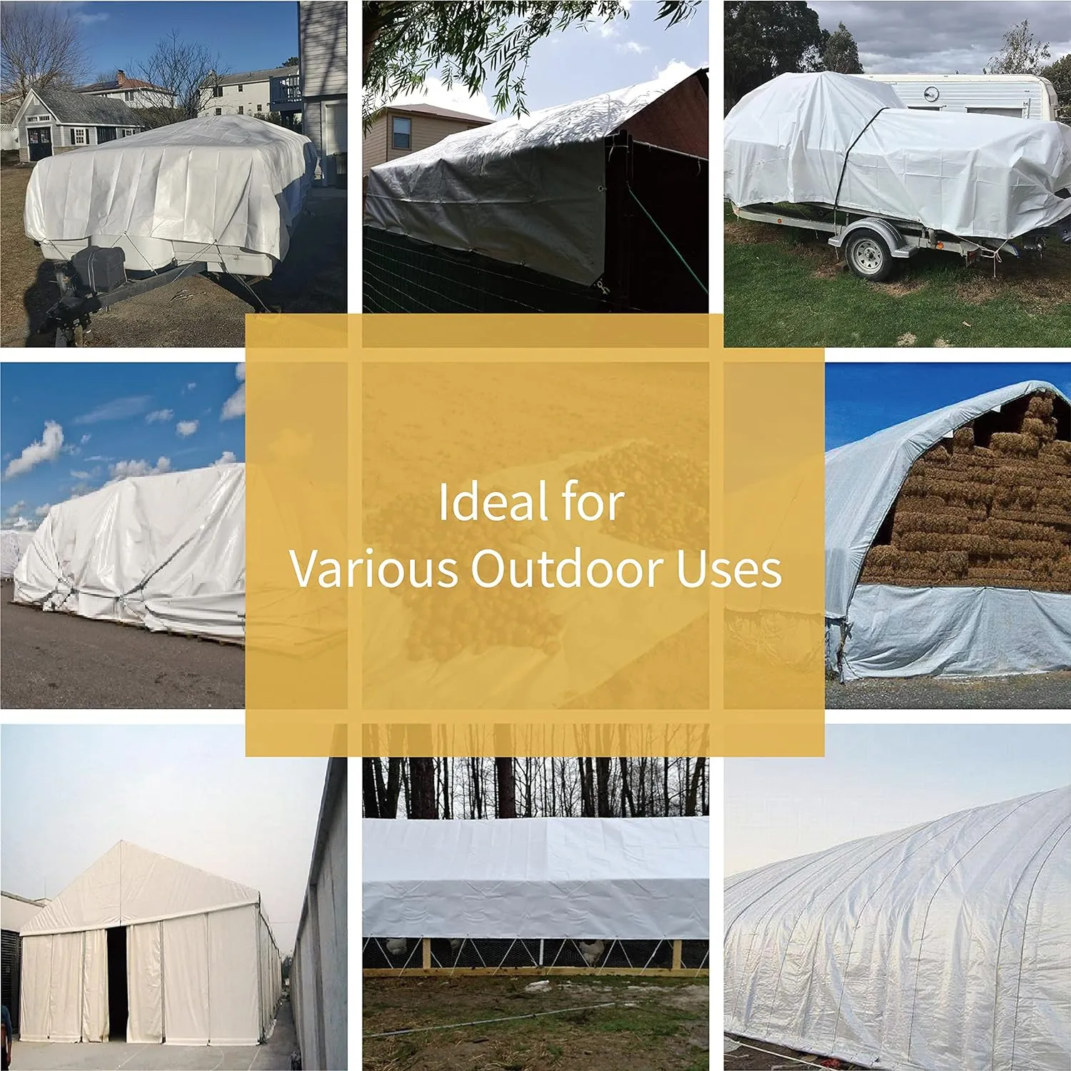 GUARD SHIELD Super Heavy Duty White Ploy Tarp Cover 20x20 Feet Waterproof Tarps 16mil Thick UV and Tear Resistant Tarpualin