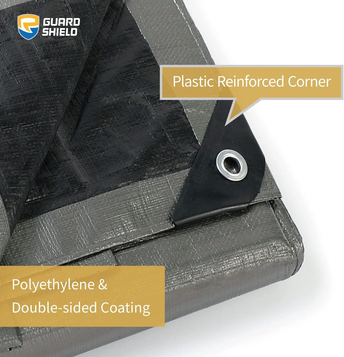 GUARD SHIELD Tarps Heavy Duty Waterproof 10x10 Feet Silver/Black Poly Tarp Cover Square Outdoor Thick UV Resistant Tarpaulin with Grommets 10mil (2-Pack)