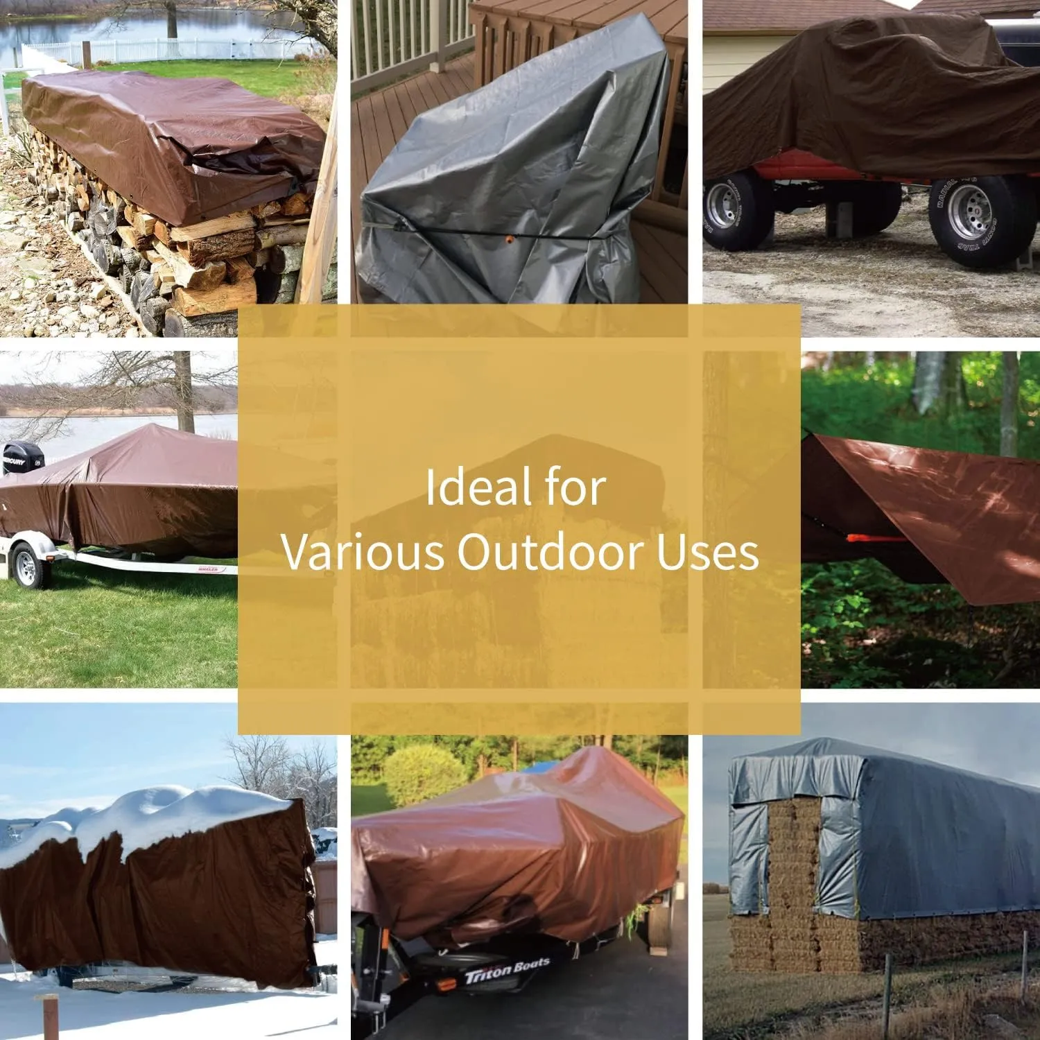 GUARD SHIELD Tarps Heavy Duty Waterproof 10x12 Feet Brown/Bright Silver Poly Tarp Cover Outdoor Thick UV Resistant Tarpaulin with Grommets 10mil