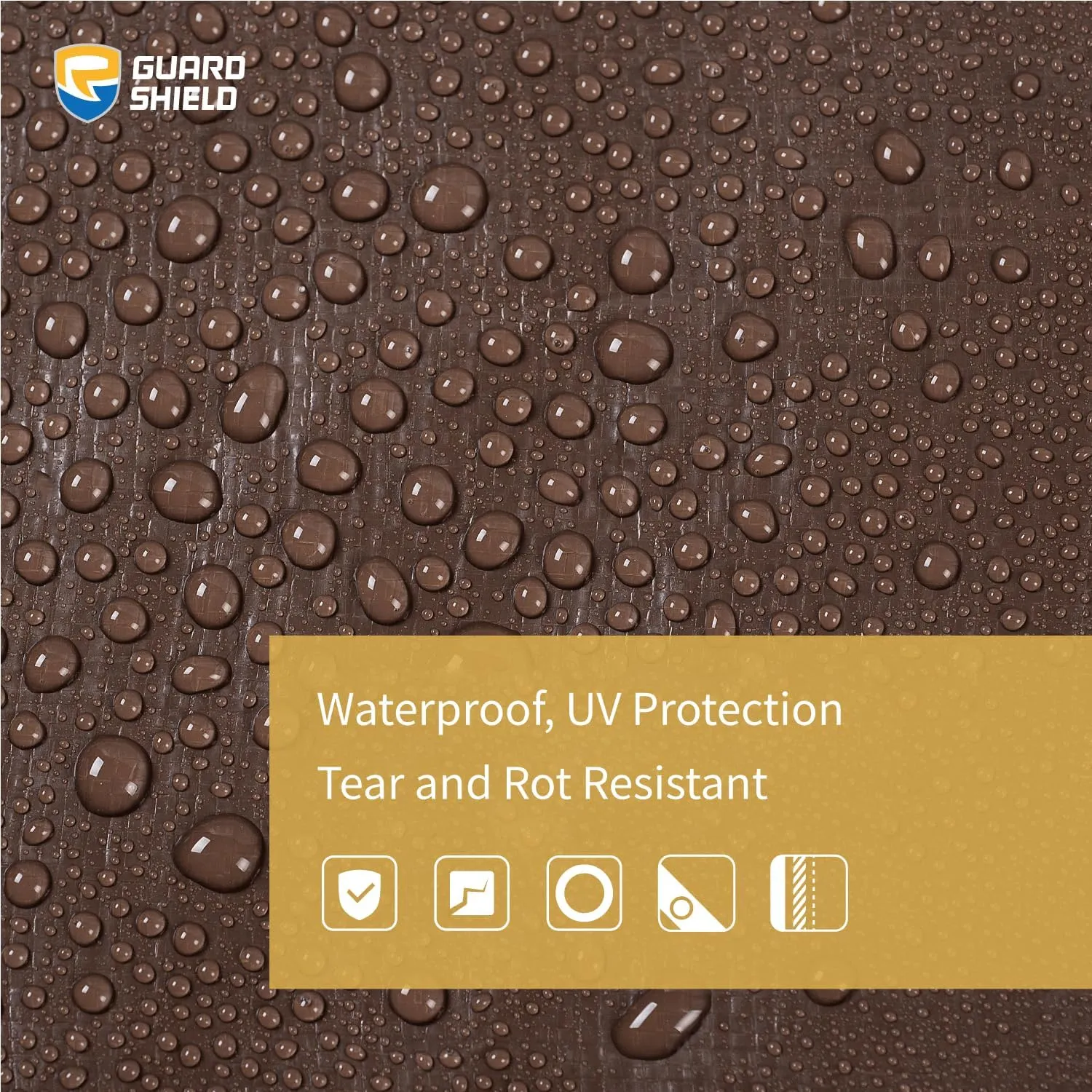 GUARD SHIELD Tarps Heavy Duty Waterproof 10x12 Feet Brown/Bright Silver Poly Tarp Cover Outdoor Thick UV Resistant Tarpaulin with Grommets 10mil