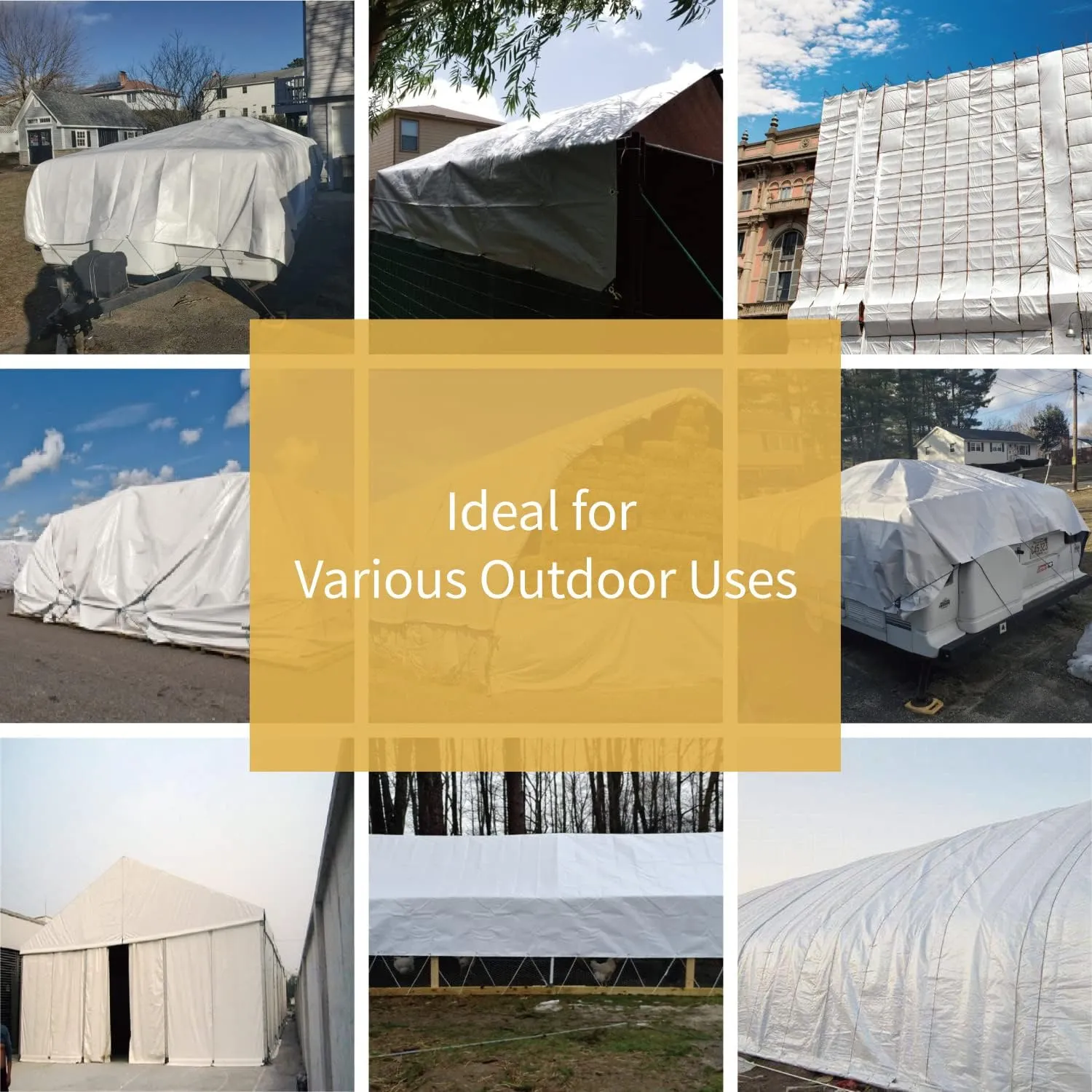GUARD SHIELD White Tarp 10x12 Feet Medium Duty All Purpose Poly Tarps Cover 7mil