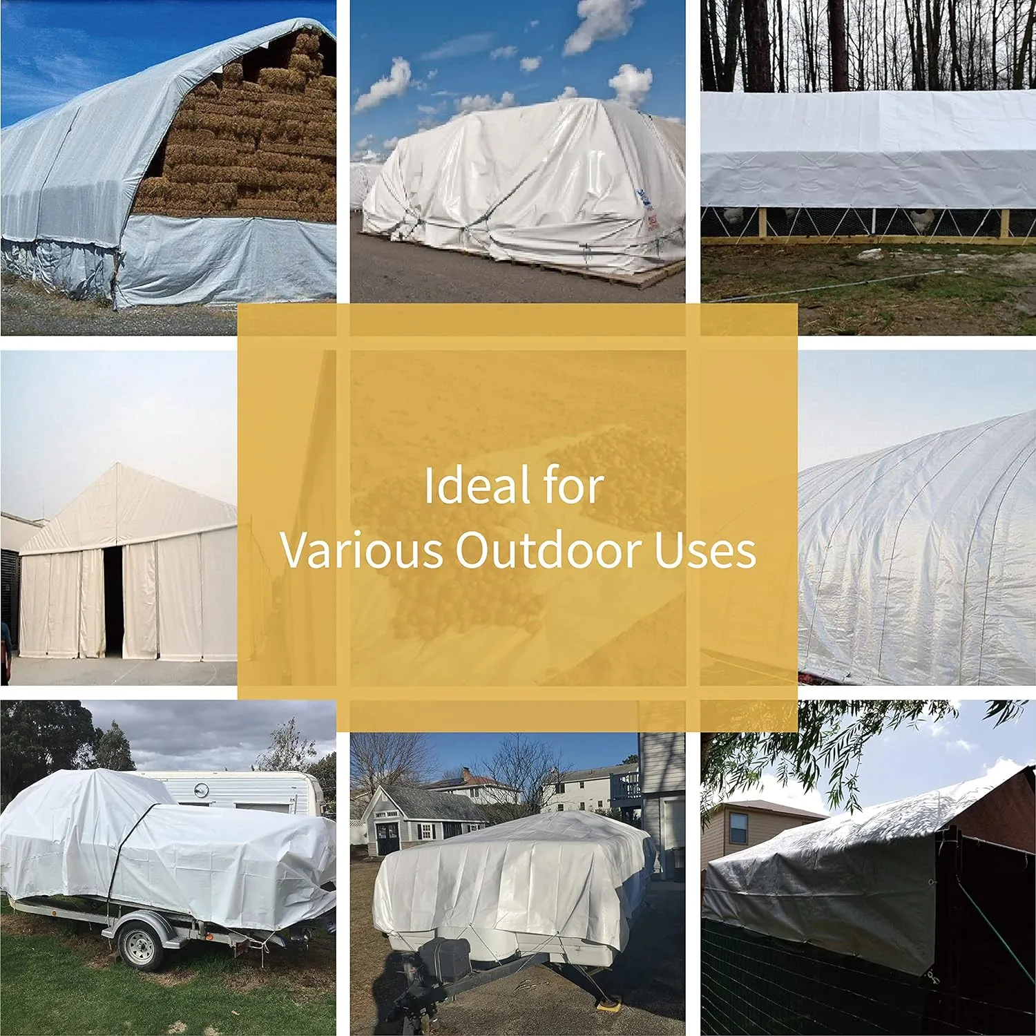 GUARD SHIELD White Tarps Heavy Duty Waterproof 16x20 Feet Large Thick Tarp Cover 12mil
