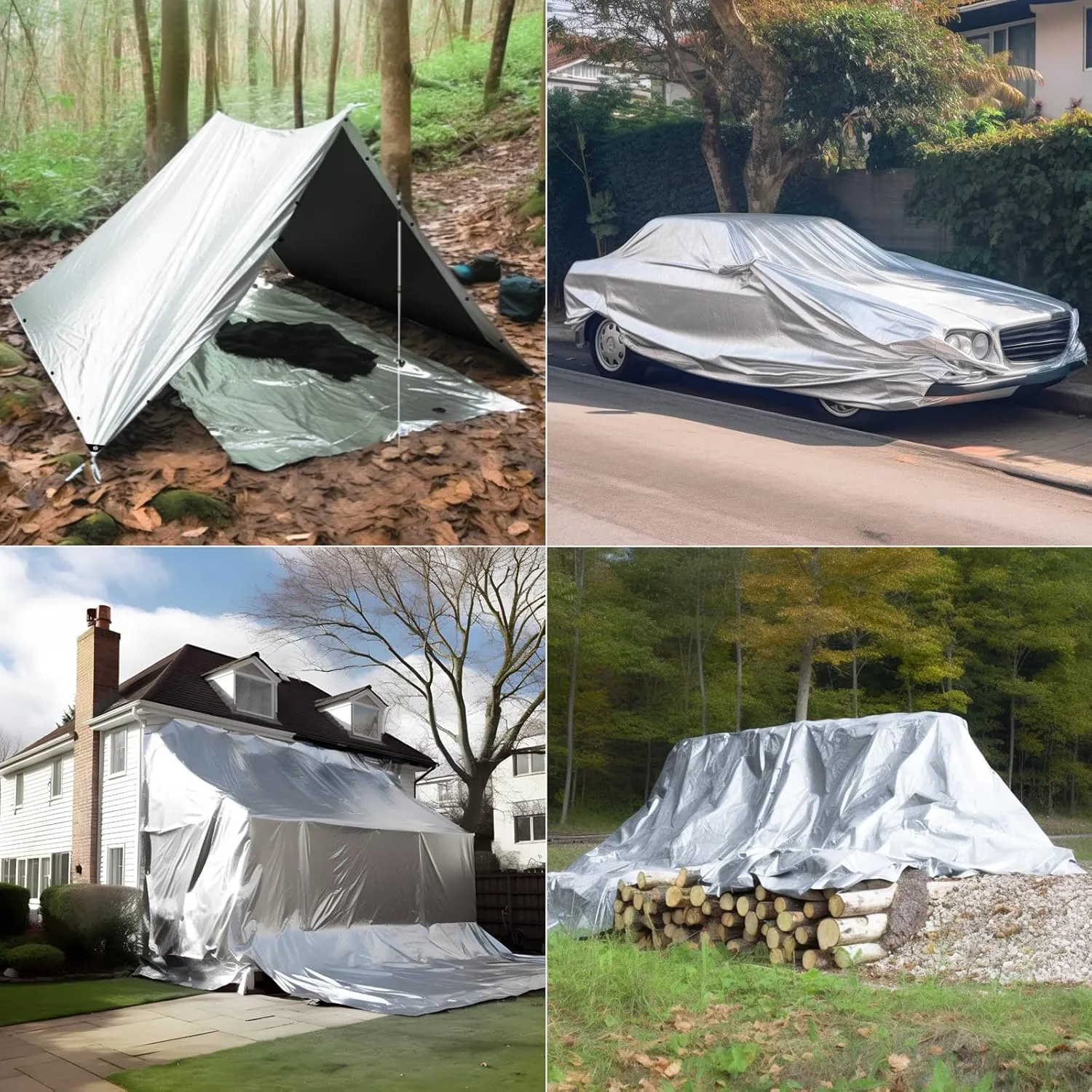 GZBtech 16Mil Heavy Duty Tarp 10x10FT, Waterproof Thick Plastic Ground Cover for Outdoor Patio Garden Yard Use, UV Resistant Poly Tarps for Trailer Car Truck Bike Pool Firewood Silver&Black