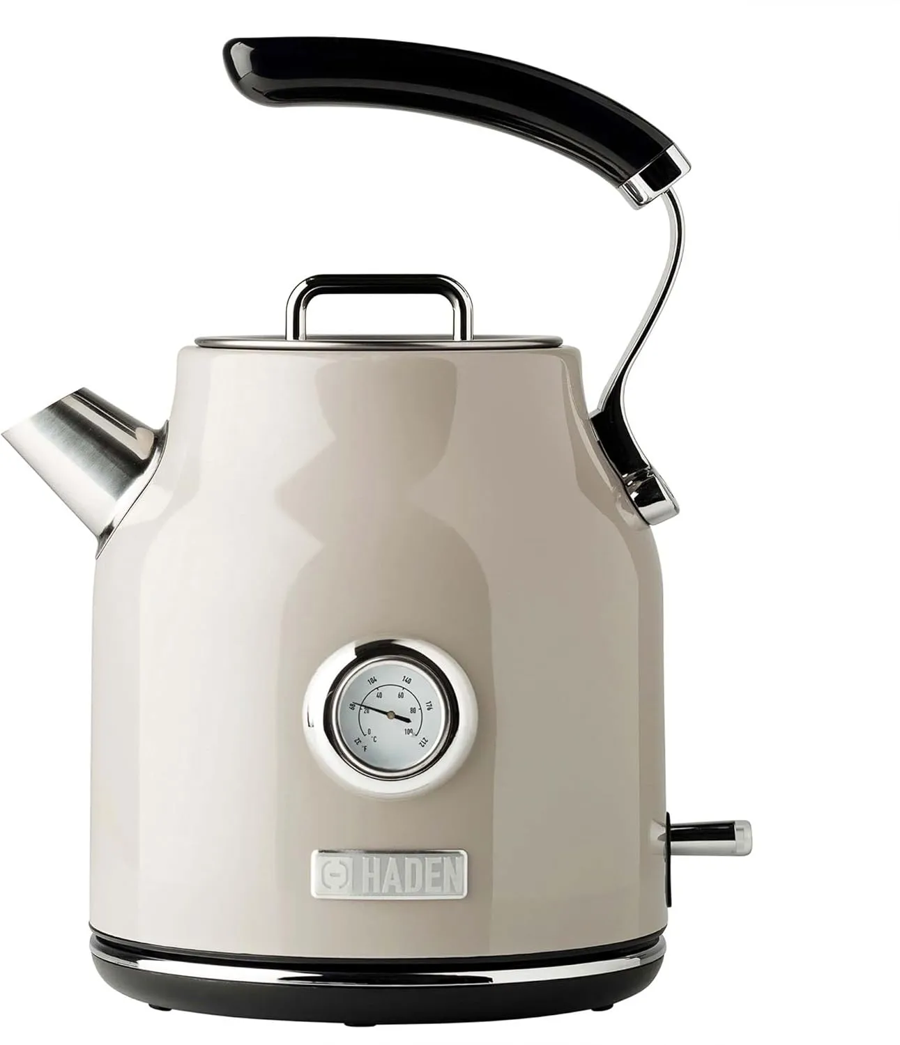Haden Dorset 1.7 Liter Stainless Steel Electric Kettle, Hot Water Kettle with 360-Degree Base and Auto Shutoff, Putty & Chrome