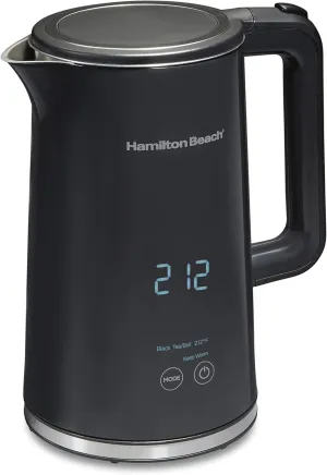 Hamilton Beach Digital Temperature Control Electric Tea Kettle, Hot Water Boiler & Heater 1.7L, 5 Preset Modes   Keep Warm, Fast Boil 1500 Watts, BPA Free, Cool-Touch Exterior, Black (41033)