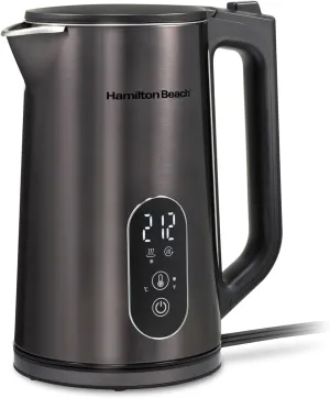 Hamilton Beach Digital Temperature Control Electric Tea Kettle, Hot Water Boiler & Heater 1.7L, 5 Preset Modes   Keep Warm, Fast Boil 1500 Watts, BPA Free, Double Wall Construction, Black (40851)