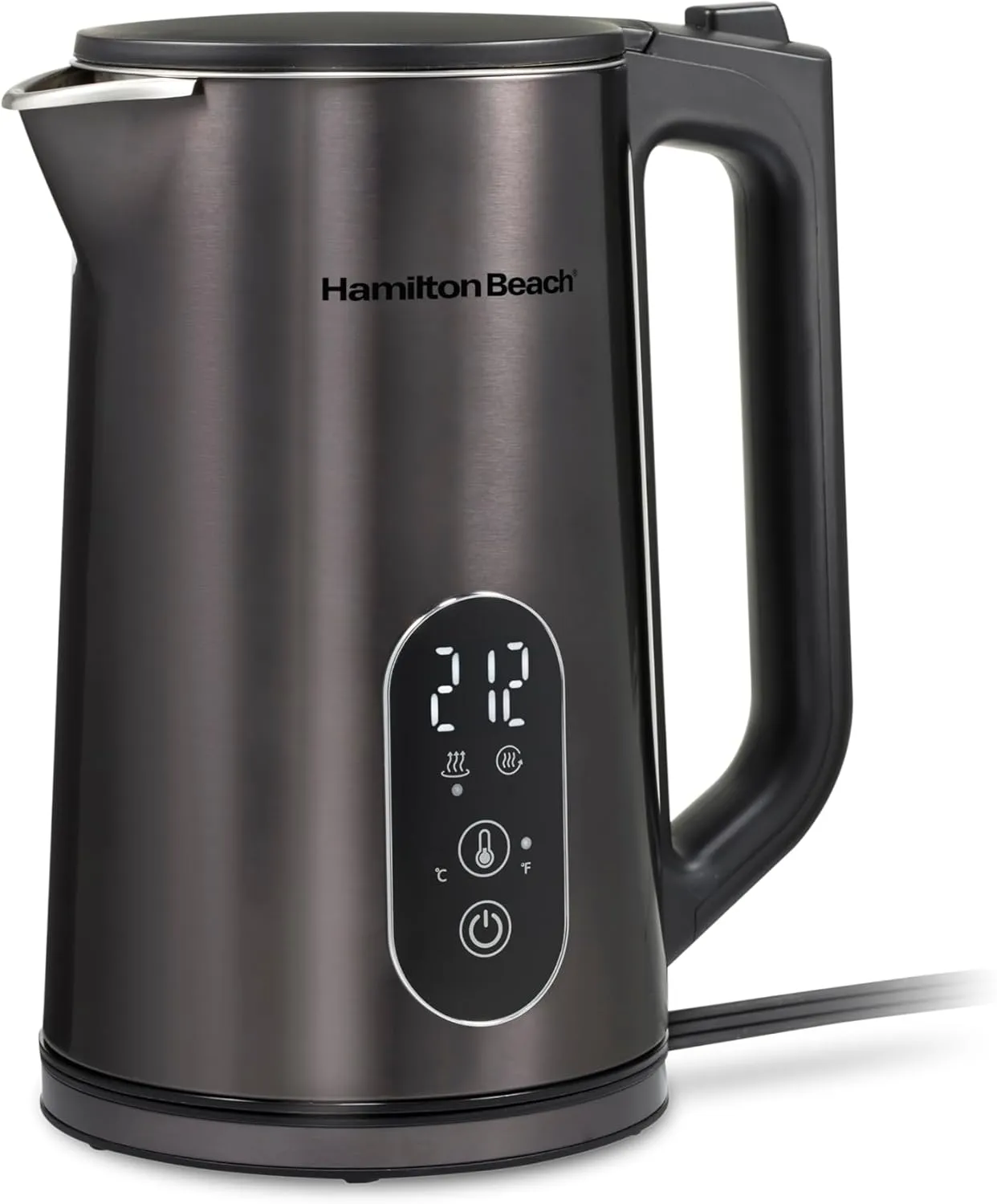 Hamilton Beach Digital Temperature Control Electric Tea Kettle, Hot Water Boiler & Heater 1.7L, 5 Preset Modes   Keep Warm, Fast Boil 1500 Watts, BPA Free, Double Wall Construction, Black (40851)