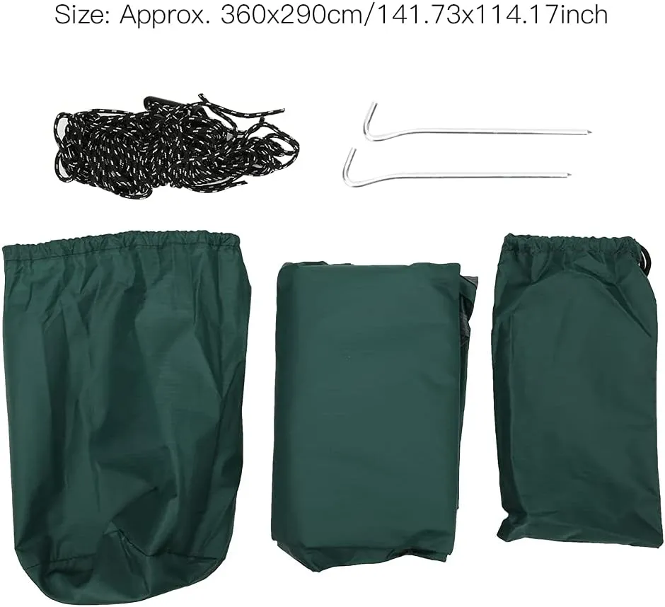 Hammock Awning, Water Proof Camping Ground Mat Tent Double Fabric 210T Polyester for Outdoor Activities (Dark Green)