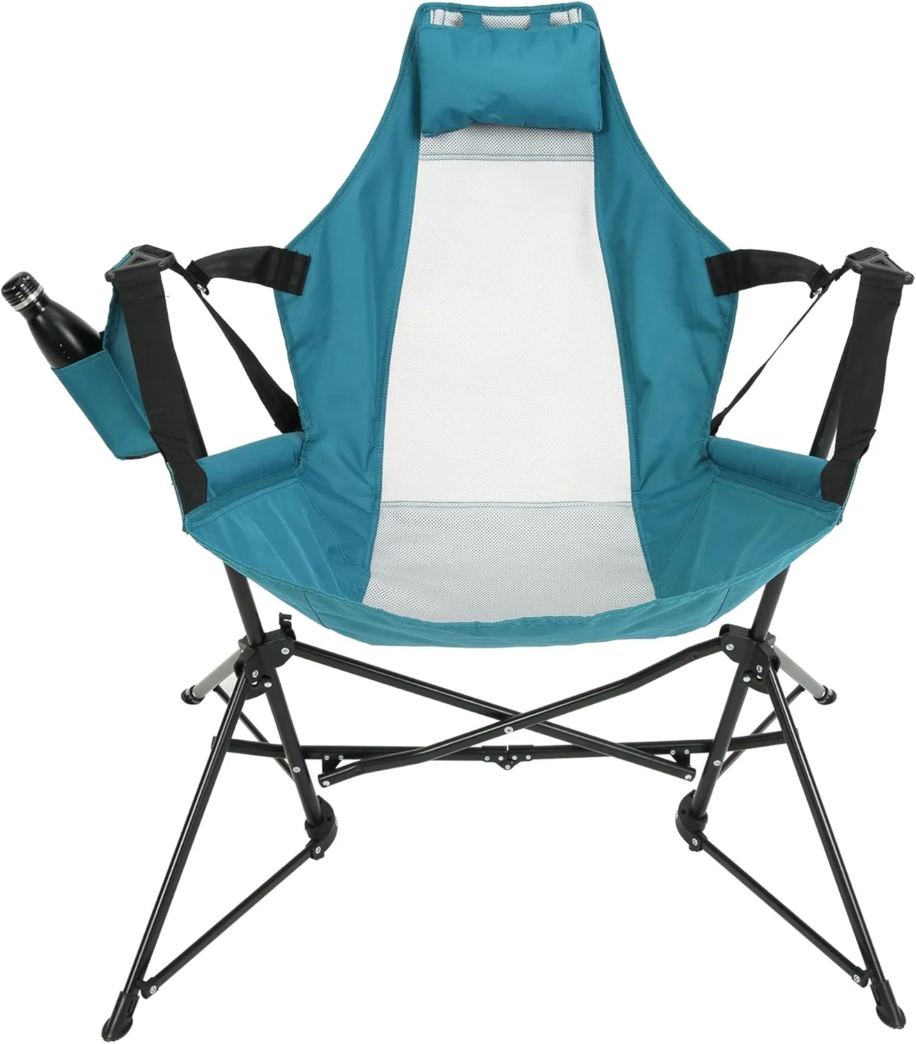 Hammock Camping Chair - Folding Portable Rocking Chair with Adjustable Aluminum Alloy Back, Soft Breathable Fabric, Recliner for Outdoor Travel, Lawn, Backyard (Blue)