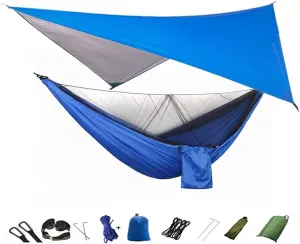 Hammock Camping Hammock Mosquito Net and Hammock Canopy Portable Nylon Hammock Rain Fly Tree Straps for Hiking Camping Survival Travel Swing