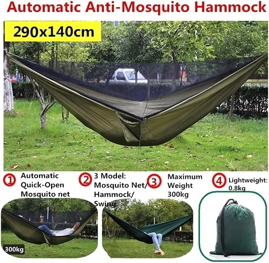 Hammock Camping Hammock Mosquito Net and Hammock Canopy Portable Nylon Hammock Rain Fly Tree Straps for Hiking Camping Survival Travel Swing