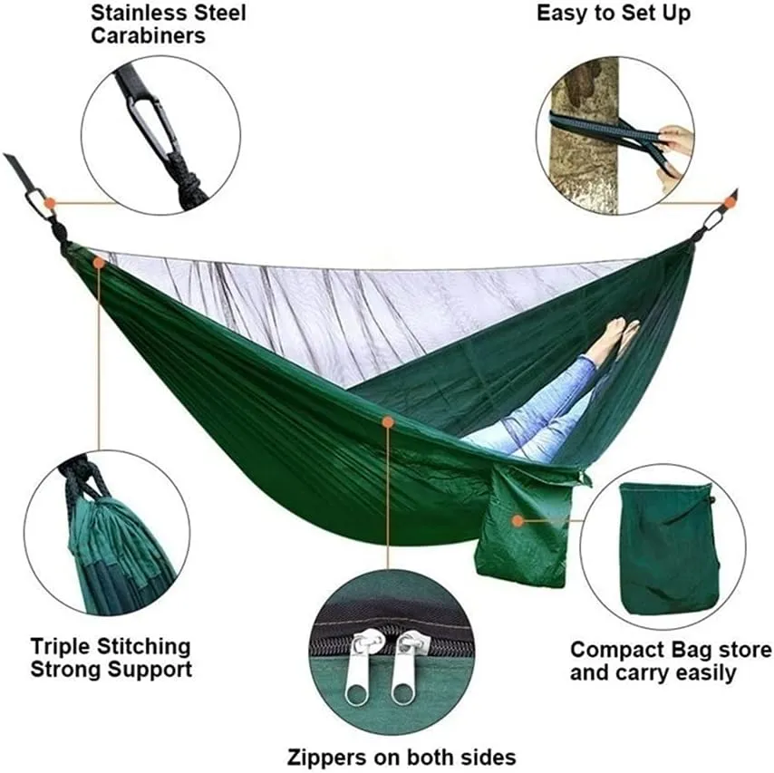 Hammock Camping Hammock Mosquito Net and Hammock Canopy Portable Nylon Hammock Rain Fly Tree Straps for Hiking Camping Survival Travel Swing